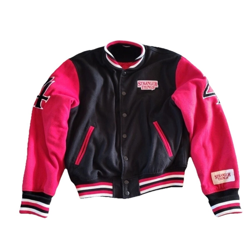 Pacsun‎ Stranger Things Hawkins Varsity Letterman Jacket Size Medium Red Black